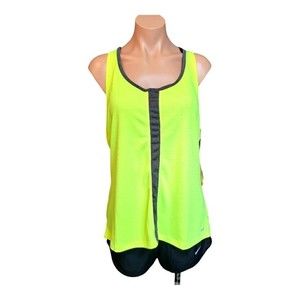 Avia Active Womens XL Run Flash Singlet Tank Criss Cross Back Straps Neon Yellow